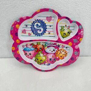 Zak Designs Shopkins Divided Plate Scalloped Melamine Dining Tray Polka Dots